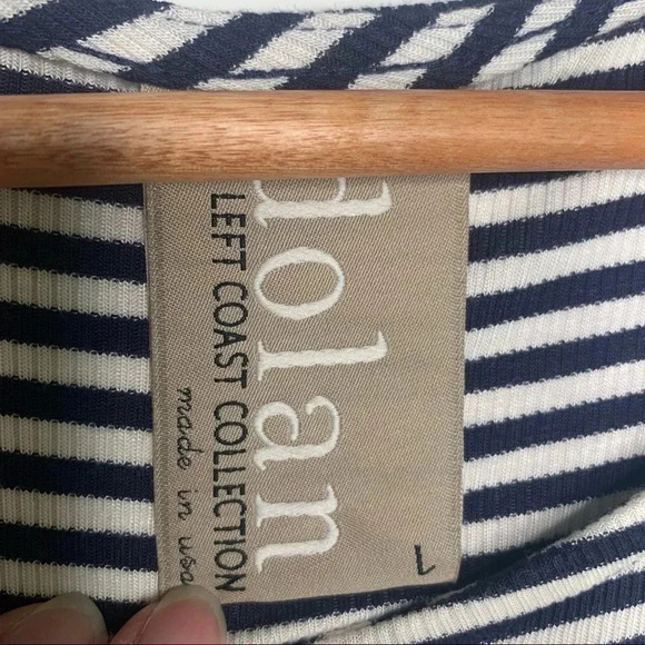 Dolan Anthropologie Left Coast Collection Navy Stripe Long Sleeve Dress Large - Picture 8 of 9